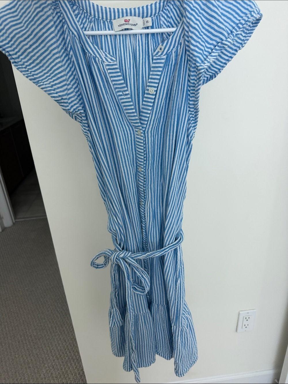 Vineyard Vines | Dresses | Vineyard Vines Light Blue And White Striped Midi Dress